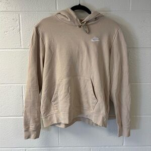 Nike Wssential Pullover Hoodie Beige Tan | Classic Logo | Size M